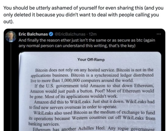 Ethereum community lashes out at Bloomberg’s Eric Balchunas over 'misinformation'