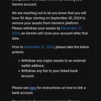 Gemini to shut down Canadian accounts, users given 90-day ultimatum to withdraw funds
